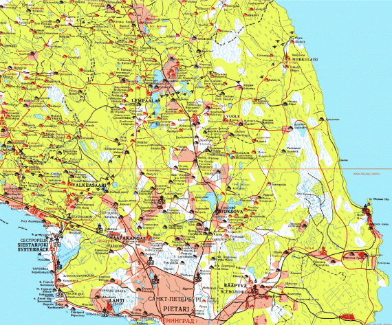 Всеволожский район с переводом названий населённых пунктов на финский.