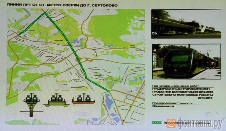 Схема проекта легкорельсового трамвая до Сертолово